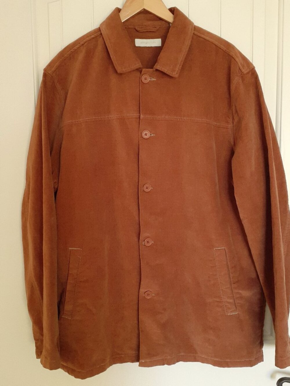 Standard Cloth Men's Uncut Cord Button Front Car Coat Brown Size XL